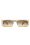 Rectangle Retro Narrow Slim Flat Lens Sunglasses