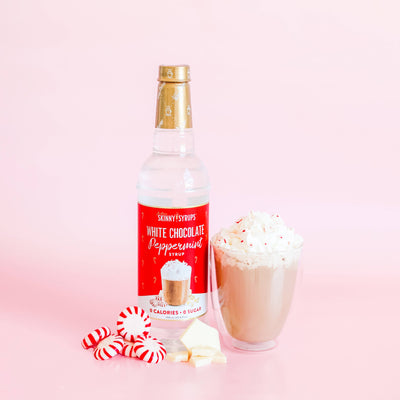 Jordan's Skinny Syrup Mix Sugar Free White Chocolate Peppermint Syrup with Gold Pump Dispenser