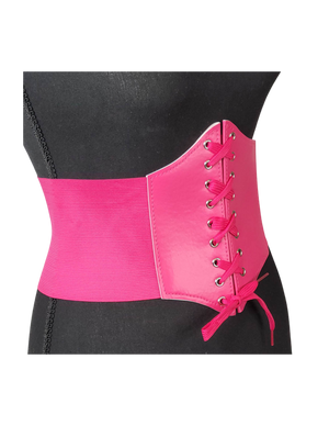 Pink Leather Lace Up Corset Belt | Linda Clay