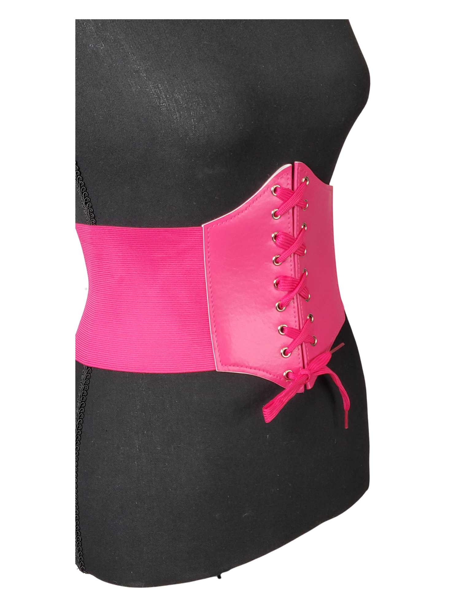 Pink Leather Lace Up Corset Belt | Linda Clay