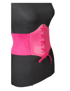 Pink Leather Lace Up Corset Belt | Linda Clay