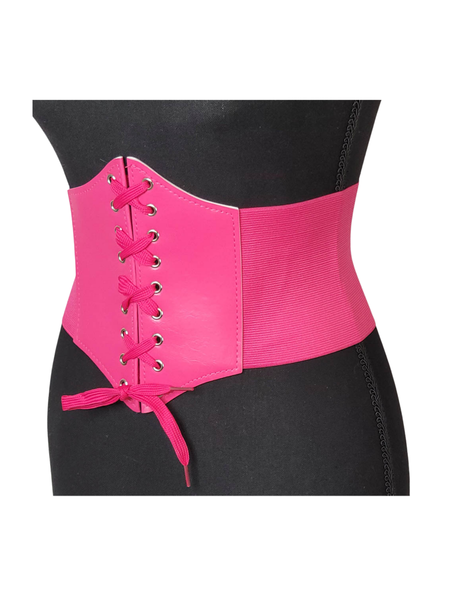 Pink Leather Lace Up Corset Belt | Linda Clay