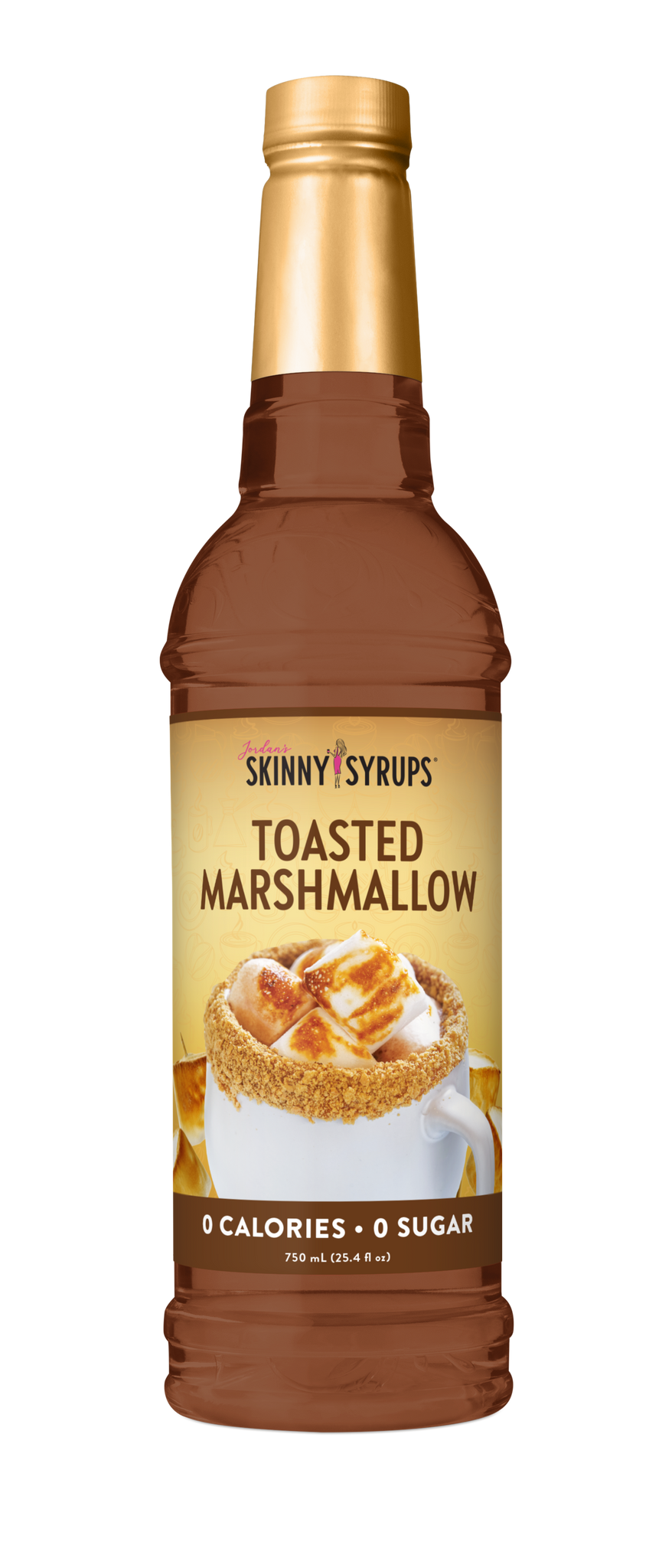 Jordan's Skinny Syrup Mix -Sugar Free Toasted Marshmallow Syrup with Gold Pump Dispenser