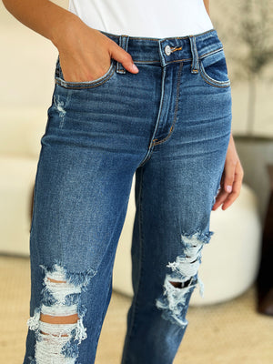 Judy Blue Full Size Mid Rise Distressed Raw Hem Jeans (PLUS SIZES)