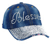 Denim "Blessed" Rhinestone Bling Adjustable Baseball Cap