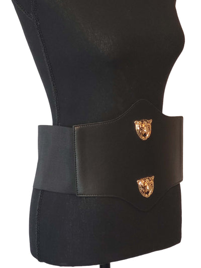 Plus Size Tiger Head Women’s Black Corset Belt Vintage Cinch Elastic Waist/Under bust Belt