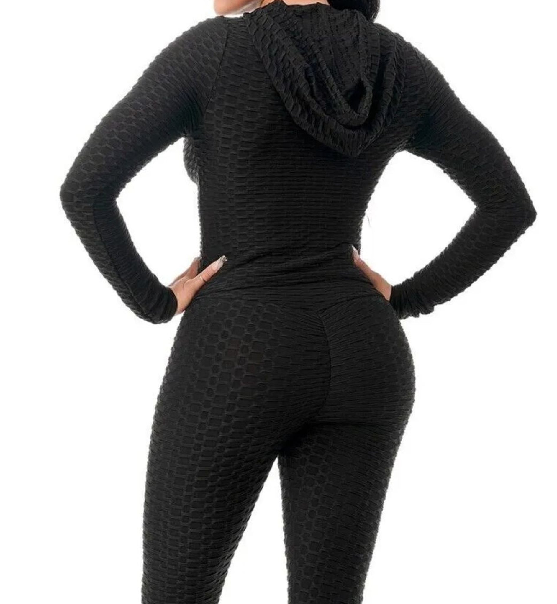 3 Pc Activewear Textured Hoodie Leggings Set