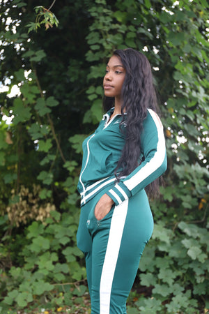 2 Piece Women's Tracksuit with Cold Shoulder Design and Pockets.