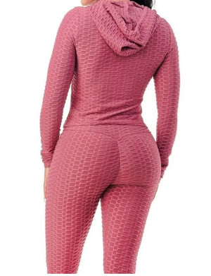 3 Pc Activewear Textured Hoodie Leggings Set