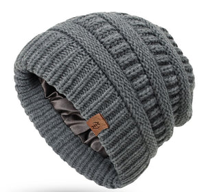 LCF GIK (God Is King) Slouchy Style Satin Lined Winter Beanies- Created for Natural and Curly Hair