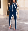 2 Piece Women's Tracksuit with Cold Shoulder Design and Pockets.