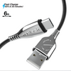 TITANIUM Fast Charge USB to USB-C Braided Cable | 6ft | Black with FREE USB C 3.1 Type C Female to USB 3.0 Type A Male Port Converter Adapter