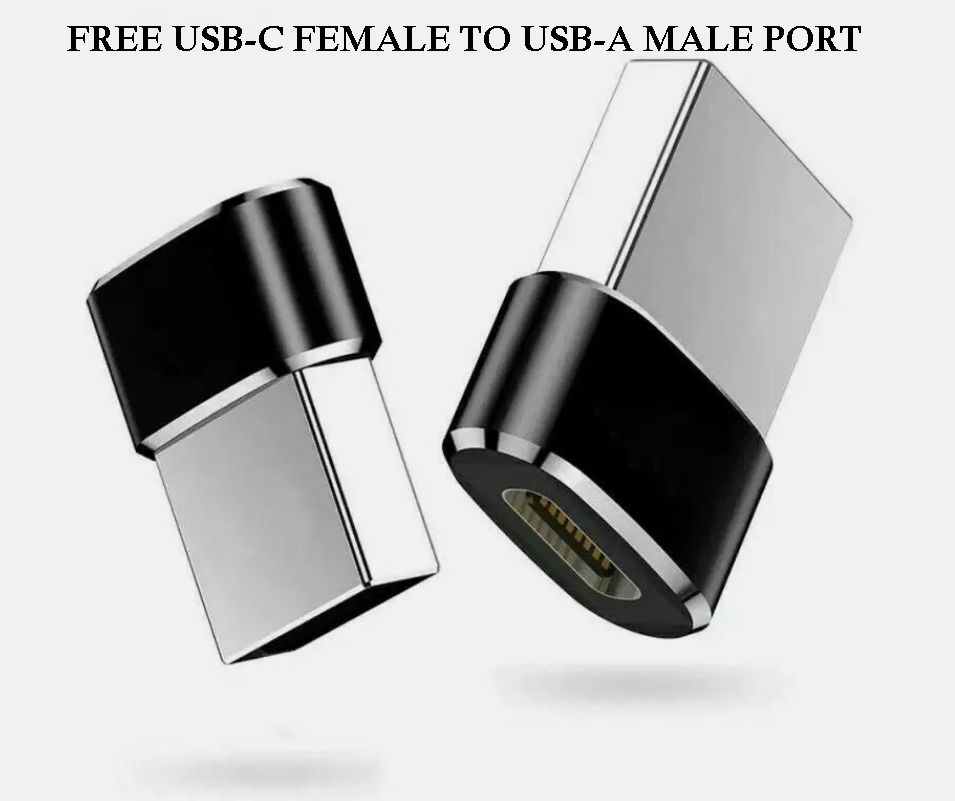 TITANIUM Fast Charge USB to USB-C Braided Cable | 6ft | Black with FREE USB C 3.1 Type C Female to USB 3.0 Type A Male Port Converter Adapter