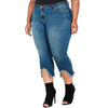 Thick-N-Curvy Fit Plus Size Women's Cropped Frayed Jeans