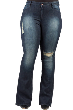 Thick-N-Curvy Fit Plus Size Women's Stretch Flare Jeans