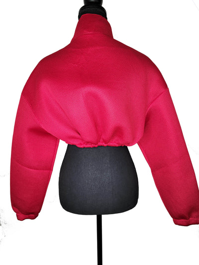 Hot! Mesh Crop Puffer Jacket with Drawstring- Four Colors Available