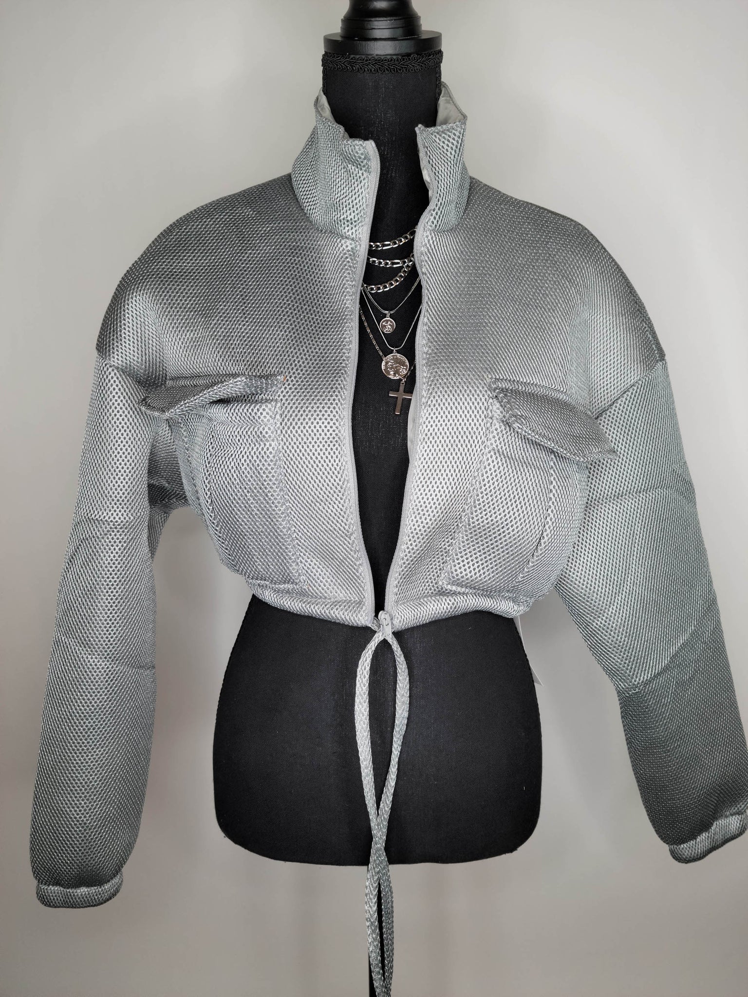 Mesh Crop Puffer Jacket | Linda Clay