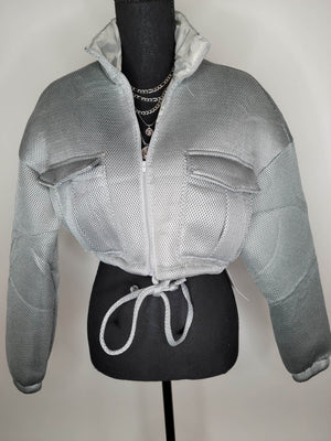 Mesh Crop Puffer Jacket | Linda Clay