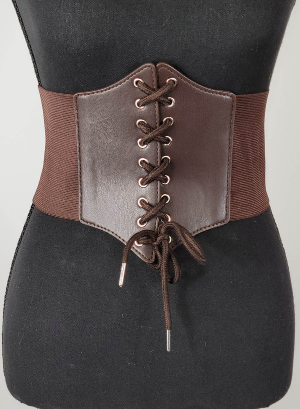 Elia brown leather corset belt