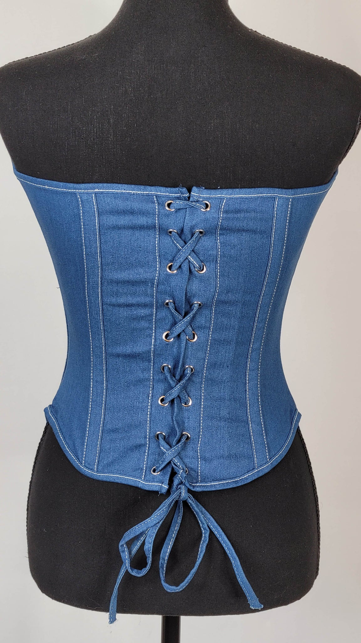 Sexy Blue Denim Corset With Zipper