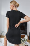 RISE AND SHINE Comfy Nightwear Contrast Lace V-Neck T-Shirt Dress Sleepwear