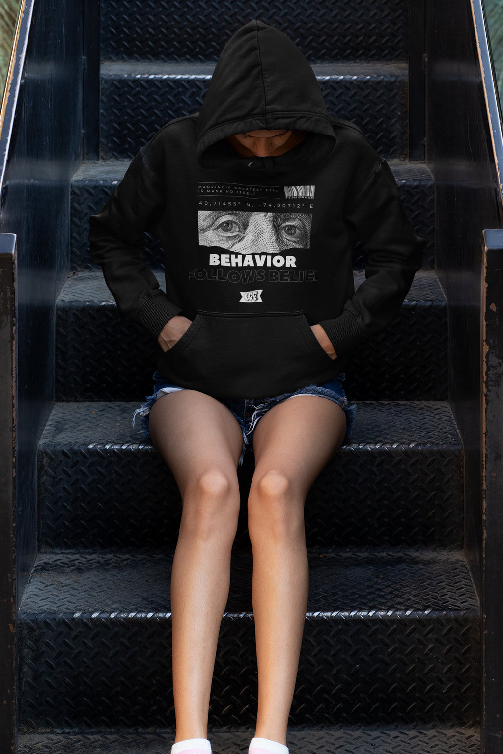 Unisex Behavior Follows Belief Premium Eco Black Hoodie