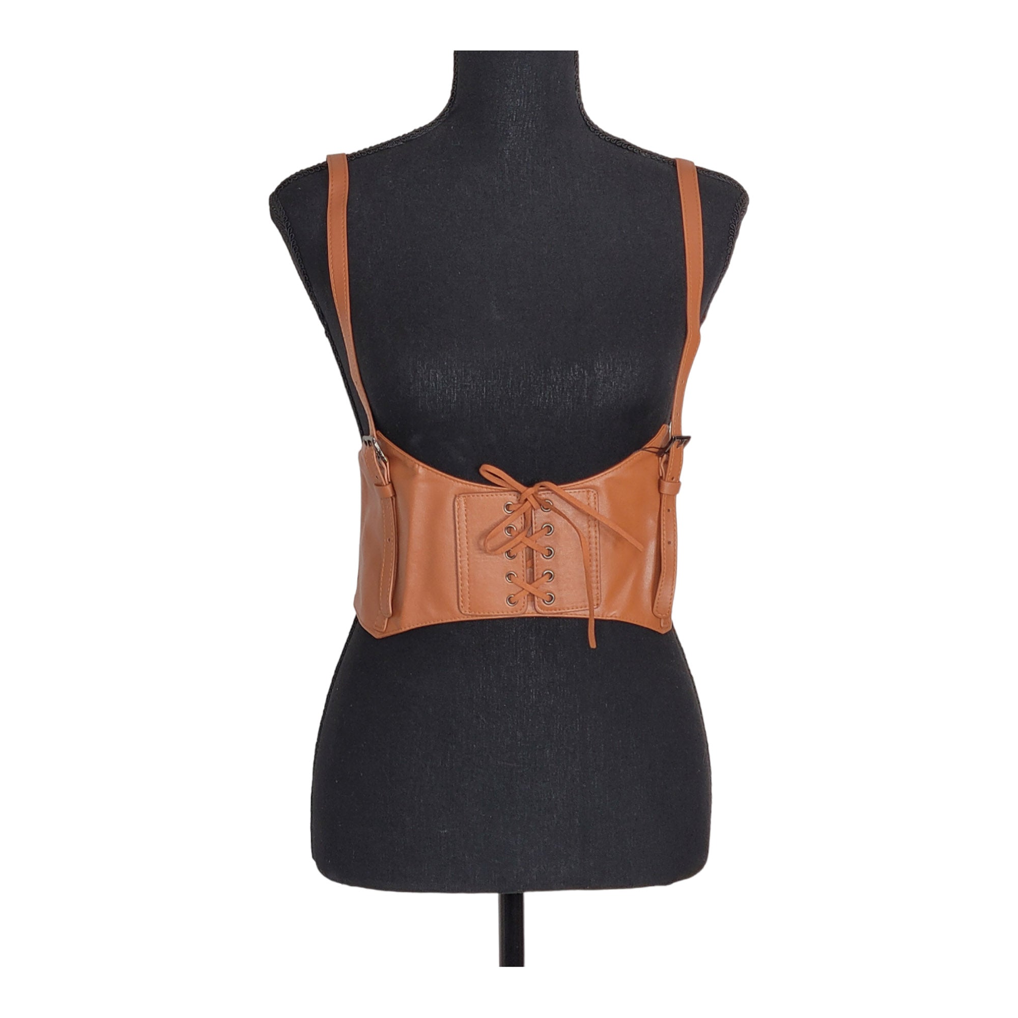 Adjustable PU Leather Underbust Suspender Corset Belt For Women