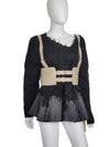 Leather Vintage Style Suspender Belt,  Women's Peplum Corset Skirt belt and Distressed Knit Sweater Bundles