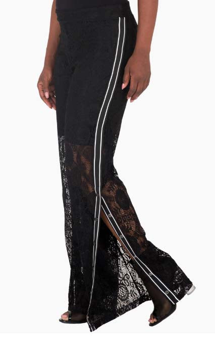 Women's  Button Black Palazzo Pants | Linda Clay