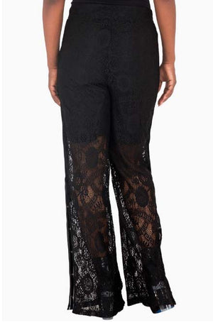 Women's  Button Black Palazzo Pants | Linda Clay