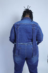 Thick- N- Curvy Fit Plus Size Women's Frayed Strap Crop Jean Jacket