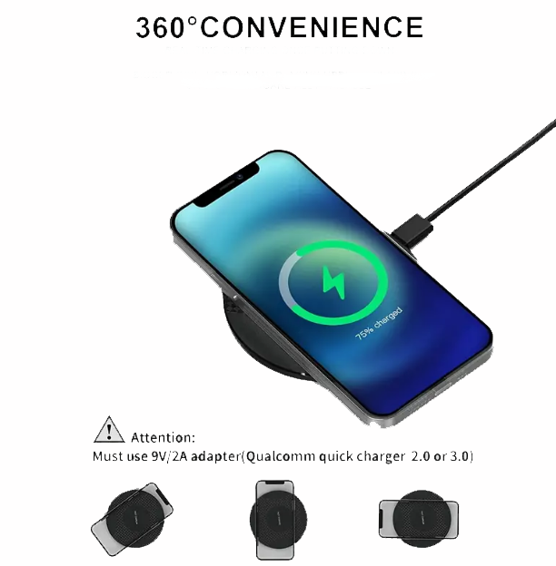 LCF Electronics Ultra-Thin 10-15 Watt Desktop Fast Charging Multifunctional Wireless Charger Pad