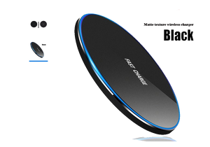 Picture of Fast Charge adapter on an 30 degree angle with blue light reflecting on the rim.