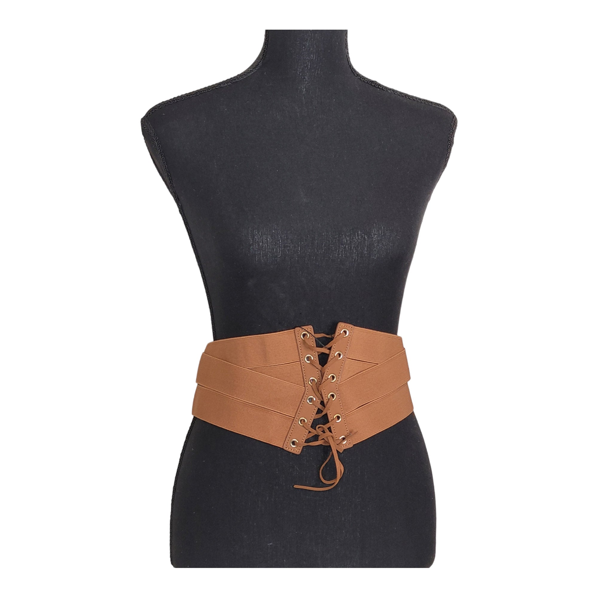 LCF Crisscross Women's Wide Corset Cinch Belt with Zipper - Linda