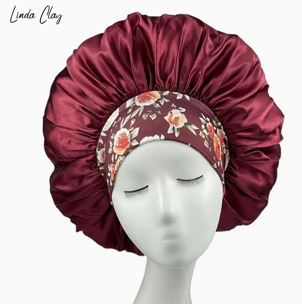 Women Satin Bonnet for Sleeping with Floral Bands