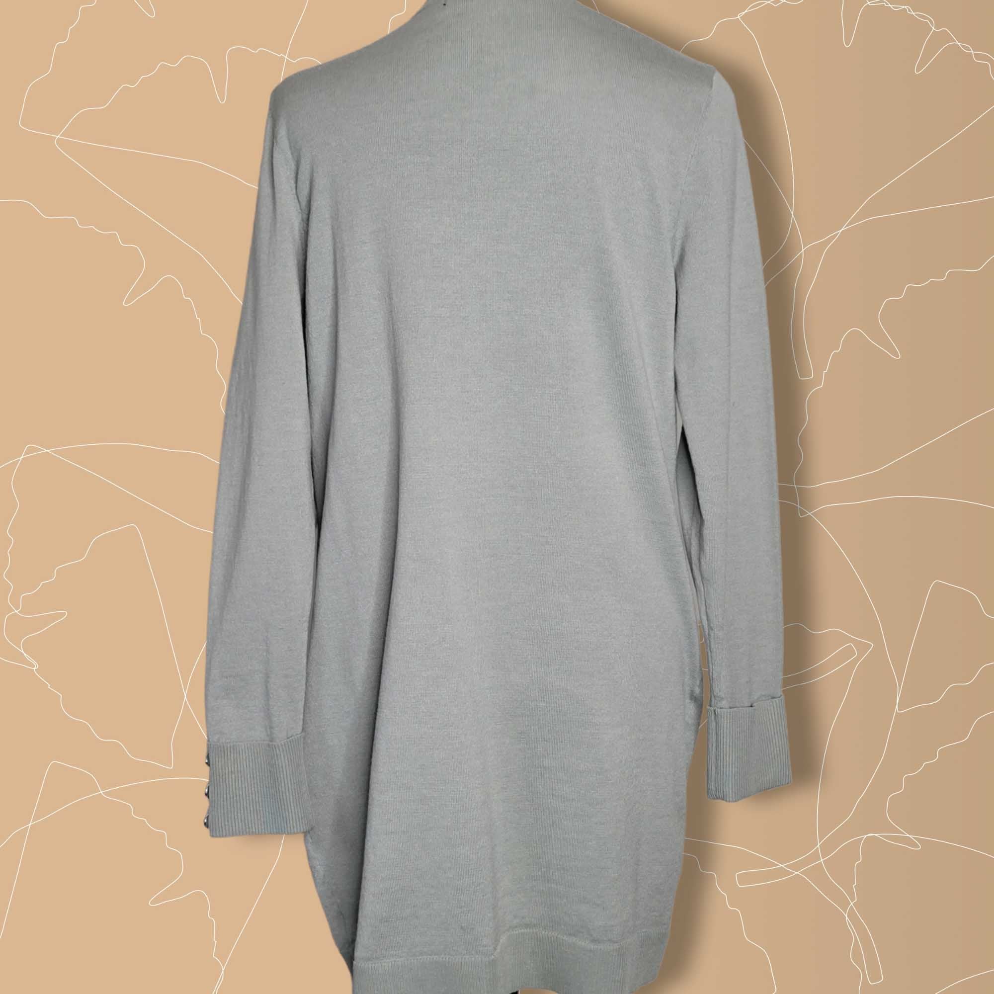 Womens Organic Sage Verve Ami Long Sleeve Pocket Roll Cuff Open Cardigan