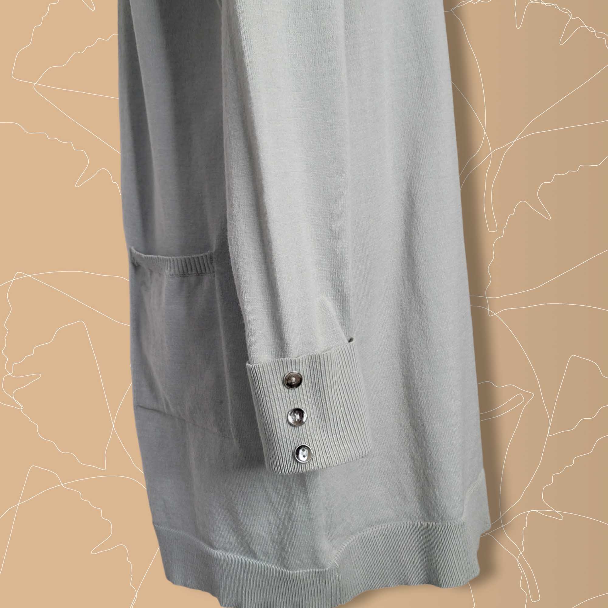 Womens Organic Sage Verve Ami Long Sleeve Pocket Roll Cuff Open Cardigan