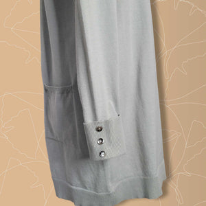 Womens Organic Sage Verve Ami Long Sleeve Pocket Roll Cuff Open Cardigan