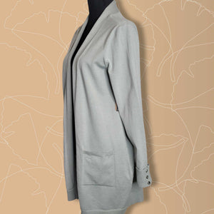 Womens Organic Sage Verve Ami Long Sleeve Pocket Roll Cuff Open Cardigan