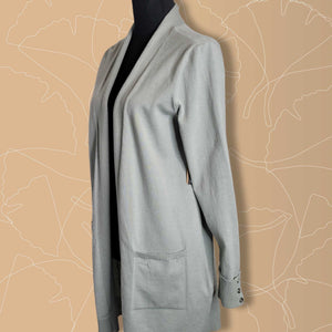Womens Organic Sage Verve Ami Long Sleeve Pocket Roll Cuff Open Cardigan