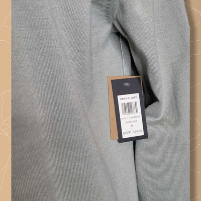Womens Organic Sage Verve Ami Long Sleeve Pocket Roll Cuff Open Cardigan