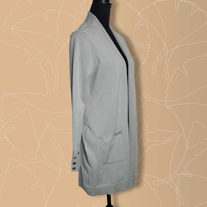 Womens Organic Sage Verve Ami Long Sleeve Pocket Roll Cuff Open Cardigan