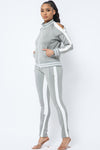 Stripe Pants Track Suit with Double Side Zipper