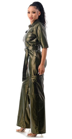 PLUS SIZE Trendy Faux Leather Jumpsuit