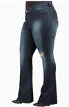 Thick-N-Curvy Fit Plus Size Women's Stretch Flare Jeans