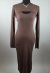 Women's Sexy Long Sleeve Ribbed Bodycon Wrap Cutout Dress