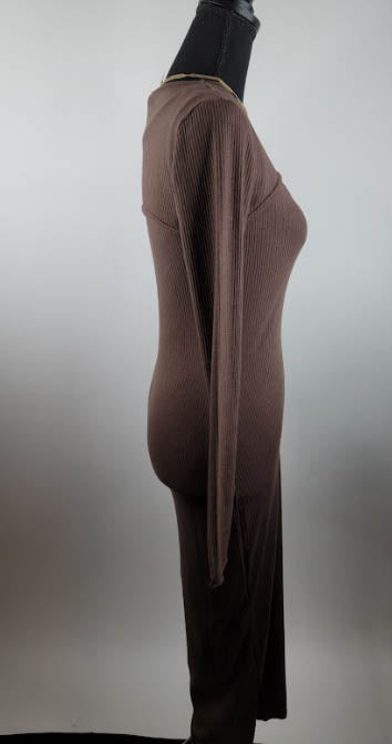 Women's Sexy Long Sleeve Ribbed Bodycon Wrap Cutout Dress