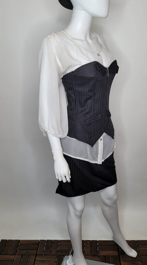 Retro Sexy Black Pinstripe Corset Strapless Sweetheart Neckline Suit f Linda Clay Fashions & Accessories Retro Sexy Black Pinstripe Corset Strapless Sweetheart Neckline Suit f Linda Clay Fashions & Accessories