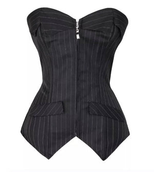 Retro Sexy Black Pinstripe Corset Strapless Sweetheart Neckline Suit f Linda Clay Fashions & Accessories Retro Sexy Black Pinstripe Corset Strapless Sweetheart Neckline Suit f Linda Clay Fashions & Accessories