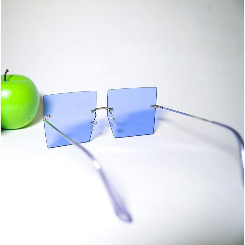 Sky Blue Rimless Colored Sunglasses | Linda Clay